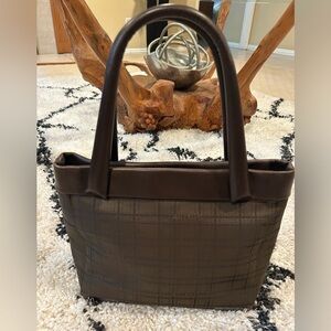 Max Mara Monogram Brown Canvas & Leather Baguette